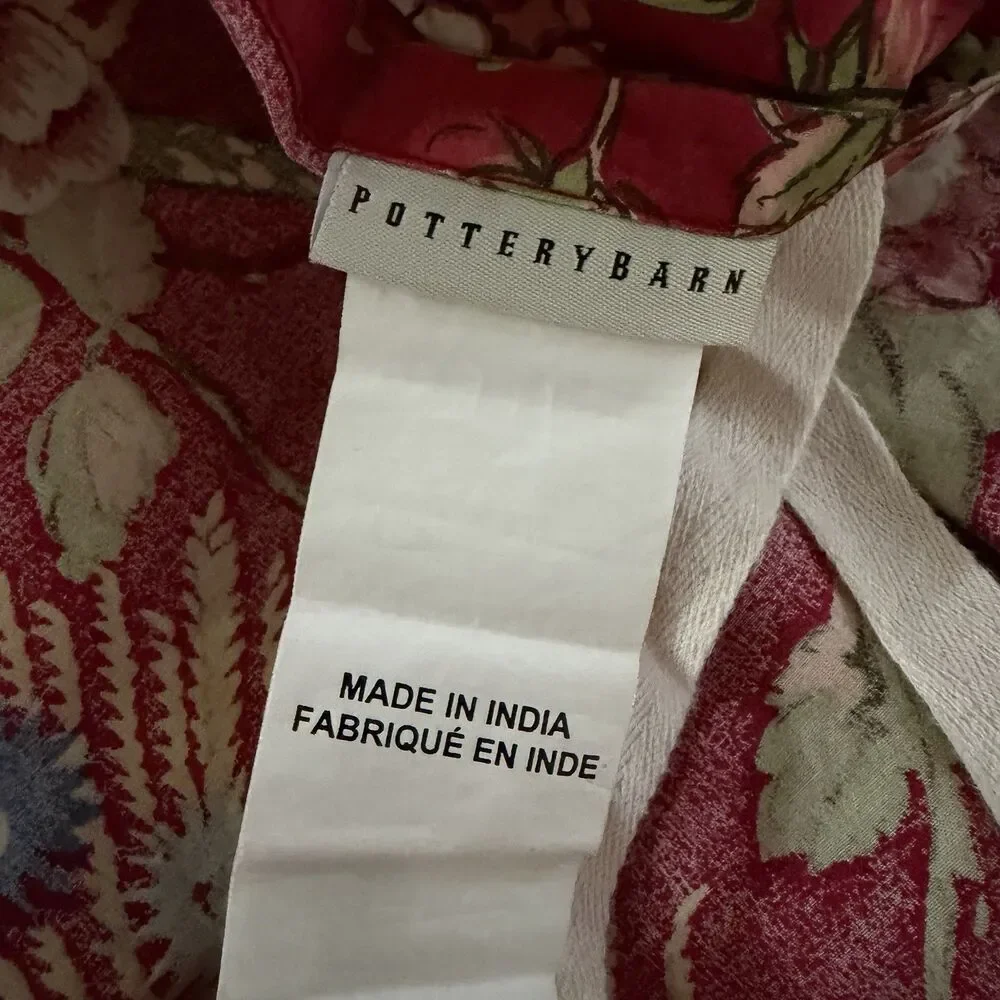 Pottery Barn Red Floral Bird Peacock KING Duvet W 2 Euro Shams Cotton